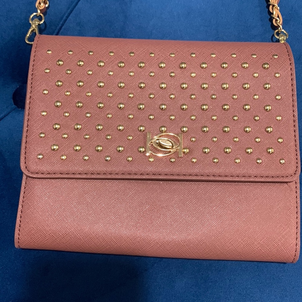 Rose Gold crossbody/hand wallet.